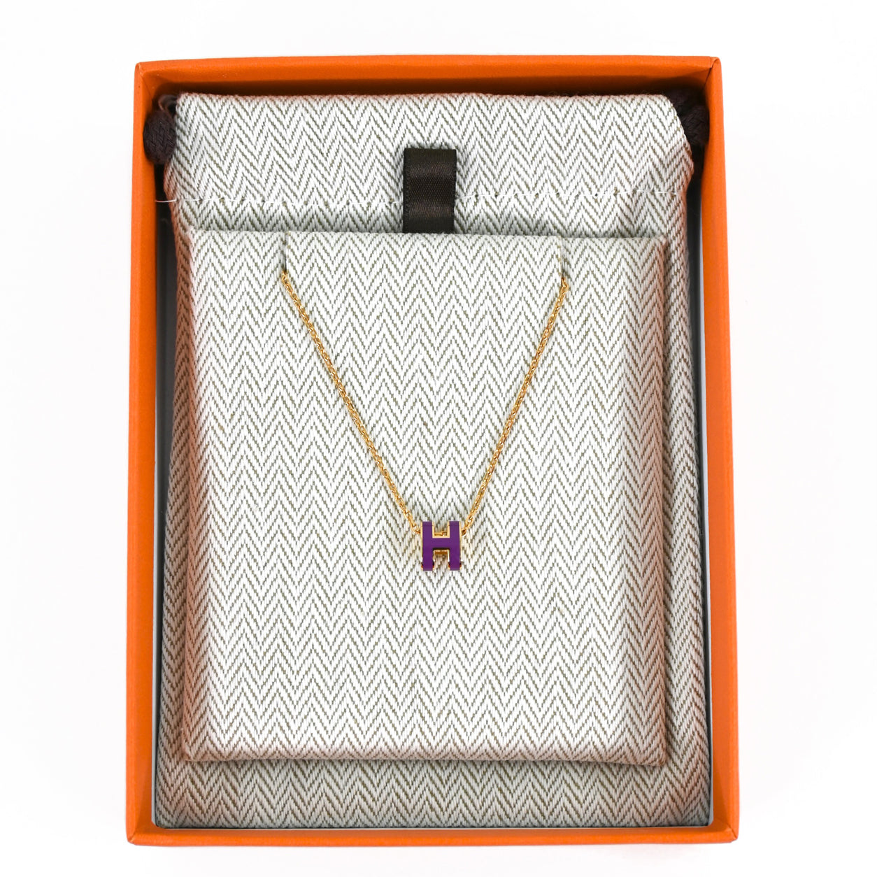 Hermès Mini Pop H Necklace. Anemone/Gold