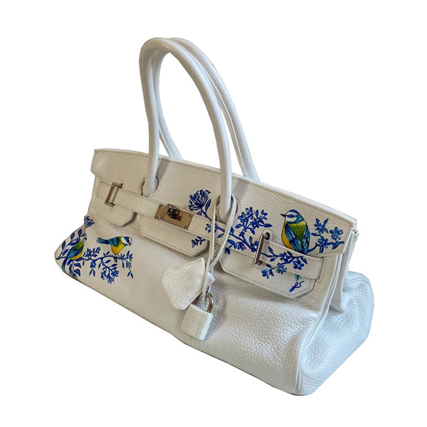 Hermès Birkin 42cm White JPG Shoulder Clemence PHW - Preloved
