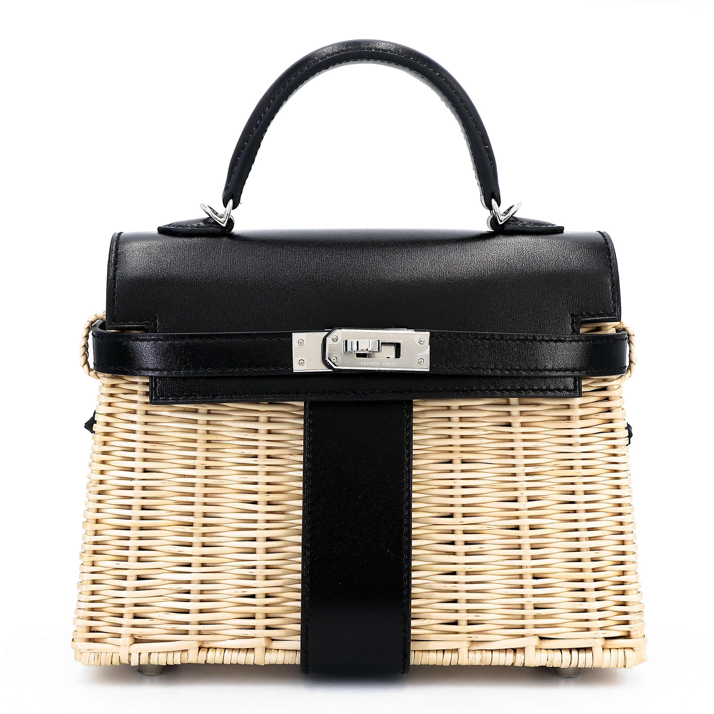 Hermès Kelly 20cm Black Picnic Box/Osier PHW