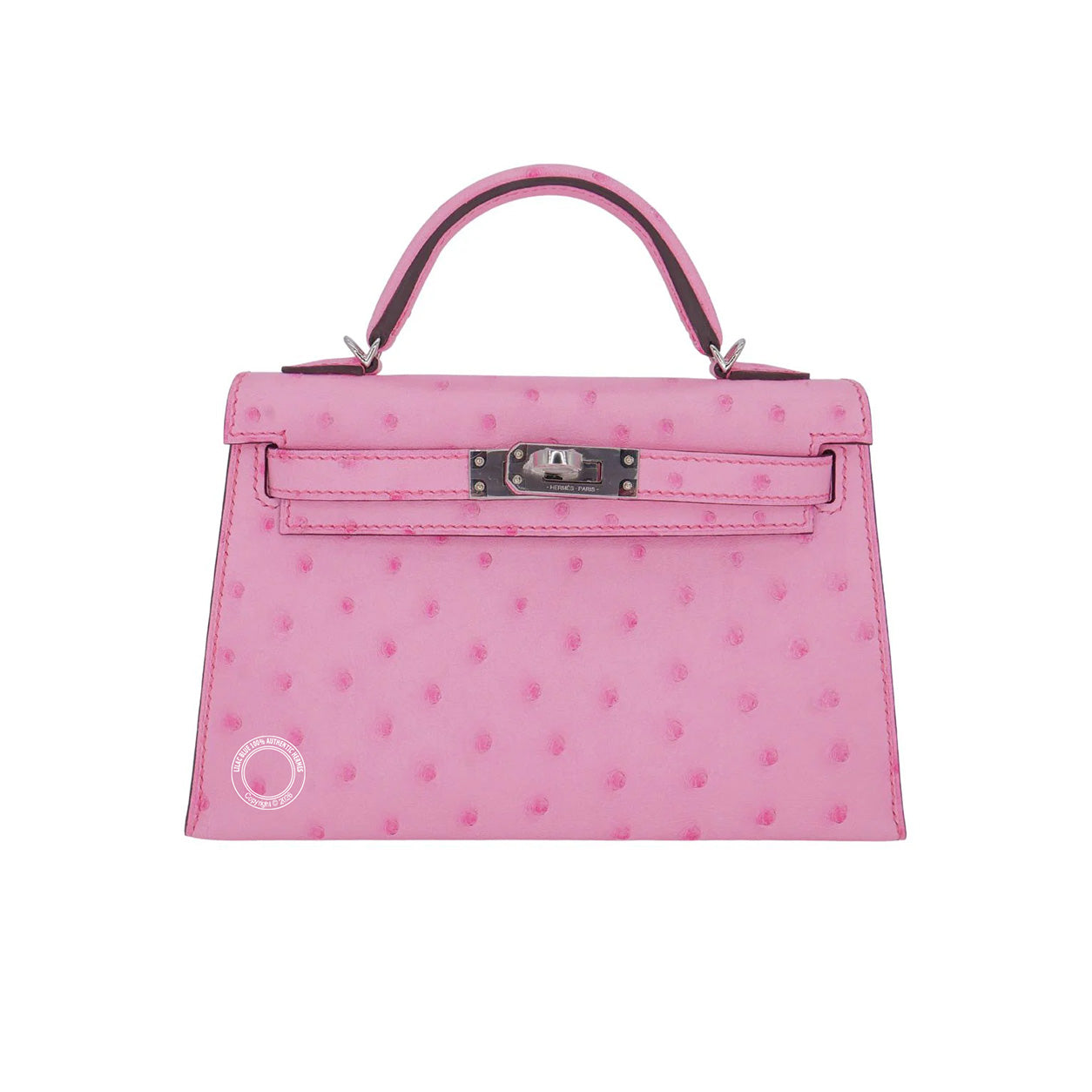 20cm Bubblegum pink kelly in ostrich with palladium hardware