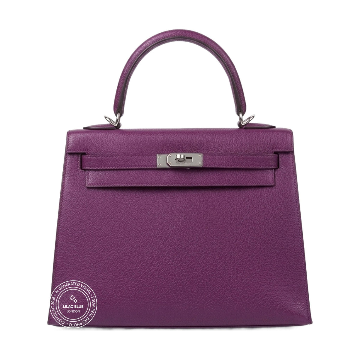 Hermès Kelly 25cm Anemone Chevre PHW - Preloved