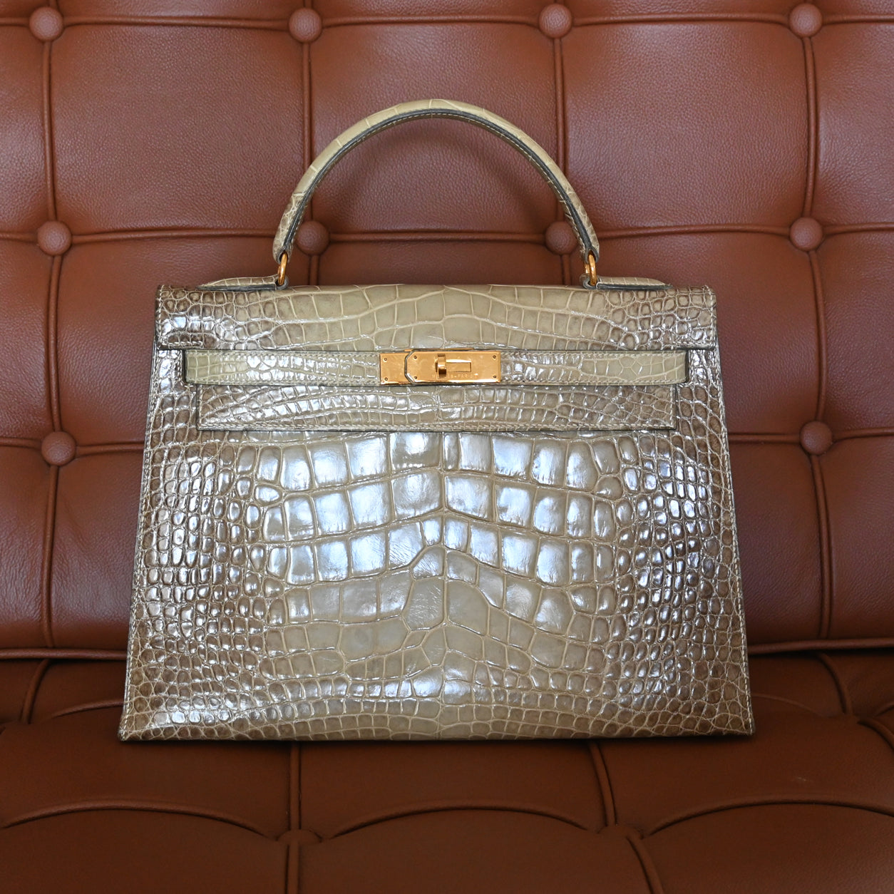 Hermes Kelly 32cm Vert Celadon Himalaya GHW - Vintage