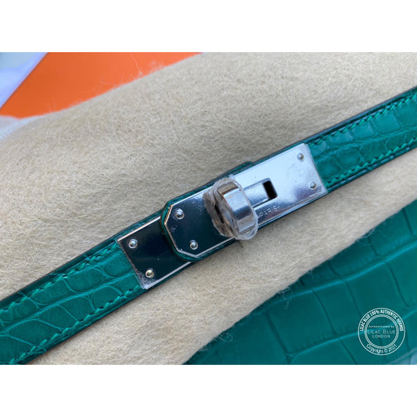 Hermès Kelly 31cm Malachite Cut Pochette Matte Croc PHW