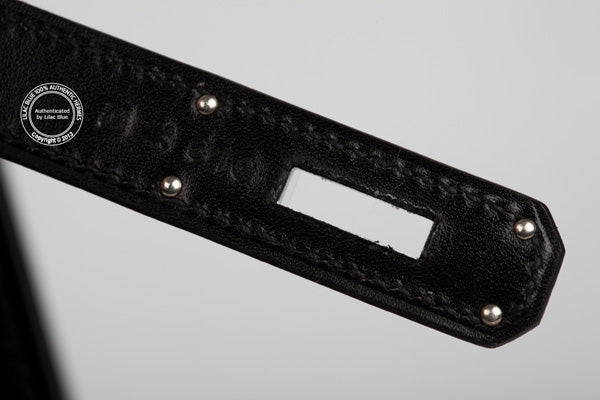 Hermès Kelly 35cm Black Tadelakt PHW Guilloche