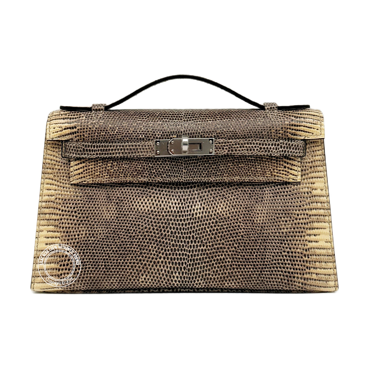 Hermès Kelly 22cm Ombre Pochette Lizard PHW