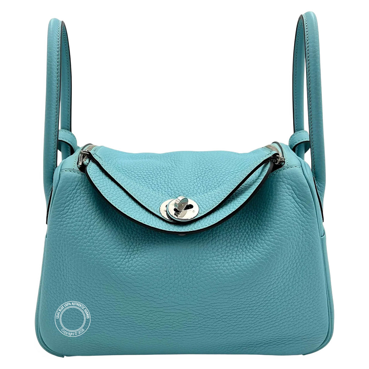 Hermès Lindy 34cm Bleu Atol Clemence PHW - Preloved