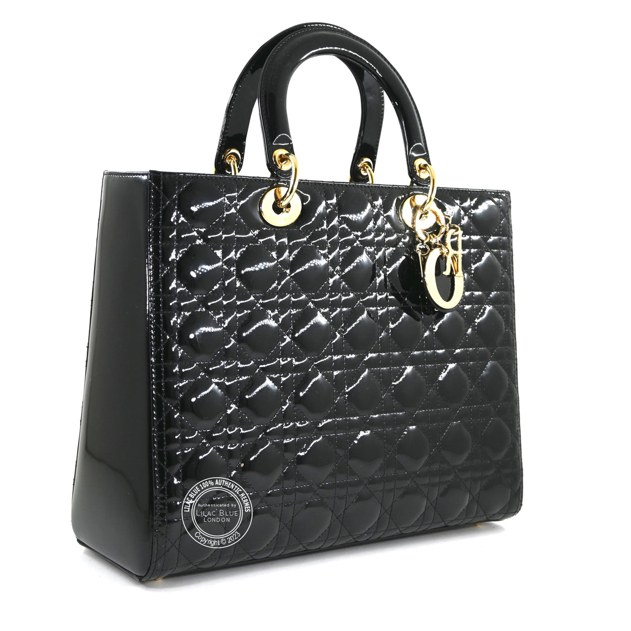 Lady Dior Black Patent Leather GHW - Preloved