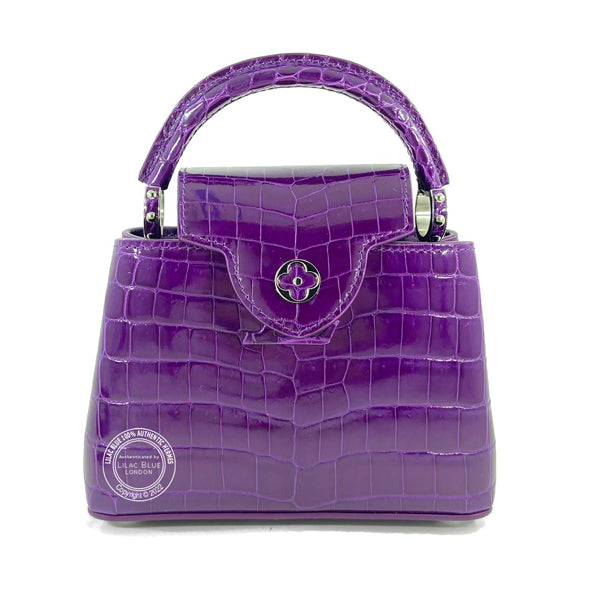Louis Vuitton Capucines Mini Amethyst Shiny Croc PHW - As New
