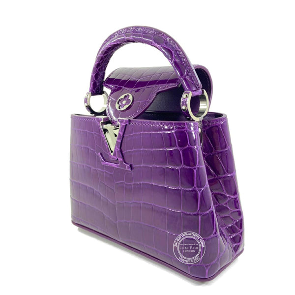 Louis Vuitton Capucines Mini Amethyst Shiny Croc PHW - As New