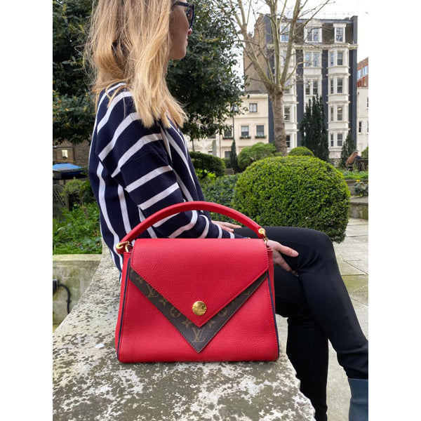 Louis Vuitton Double V Red Calf Leather/Monogram Canvas GHW - Preloved