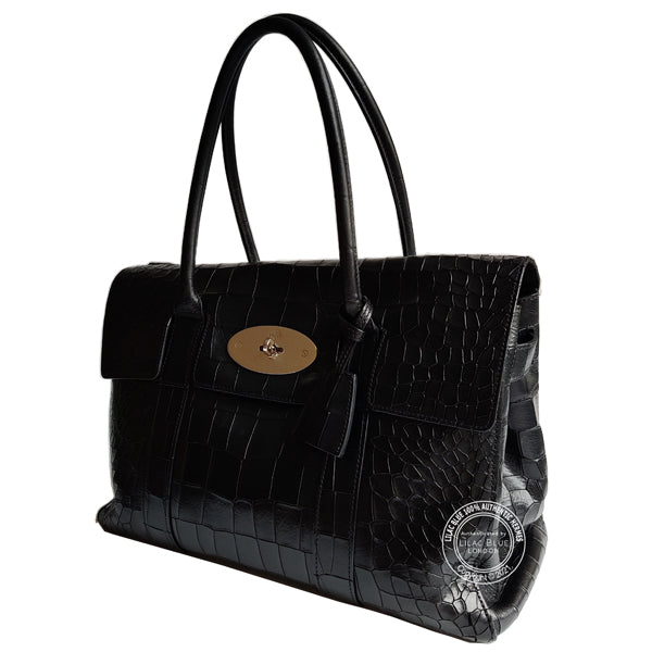 Mulberry Bayswater Black Mock Croc - Preloved
