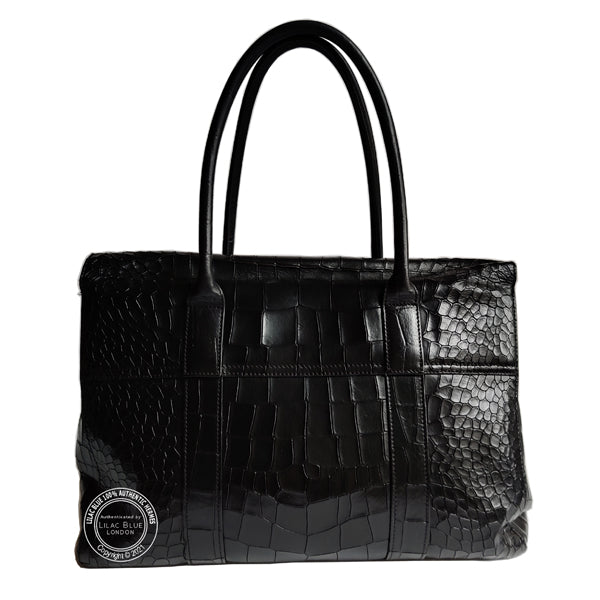Mulberry Bayswater Black Mock Croc - Preloved