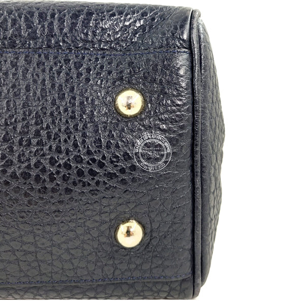 Mulberry Polly Push Lock Satchel Navy Leather GHW - Preloved