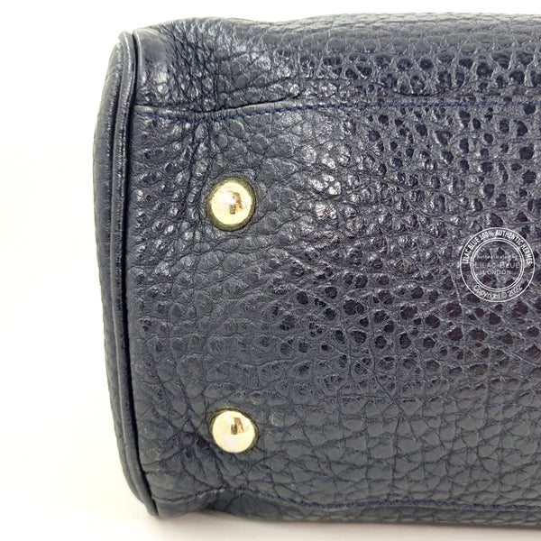 Mulberry Polly Push Lock Satchel Navy Leather GHW - Preloved