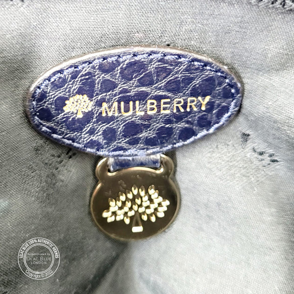 Mulberry Polly Push Lock Satchel Navy Leather GHW - Preloved