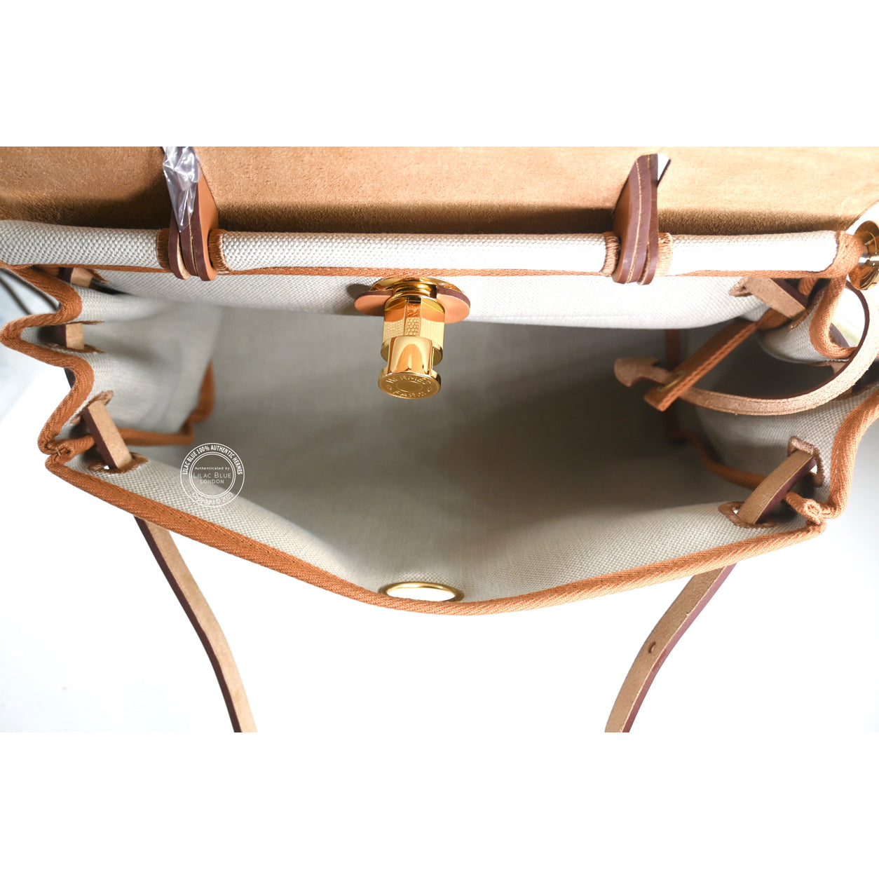 Hermès Herbag 31cm Beton/Natural Hunter/Toile GHW