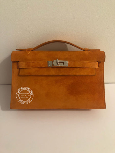 Hermès Kelly 22cm Orange Mini Pochette Veau Doblis GHW - Vintage
