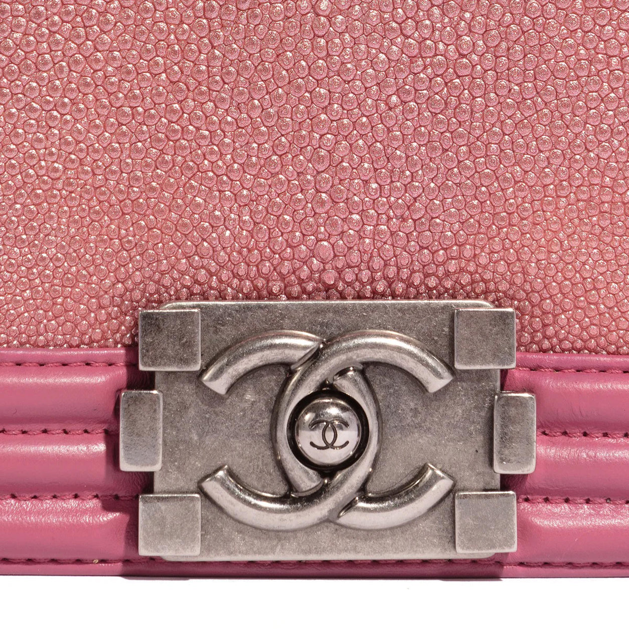Chanel Boy Bag Pink Galuchat Ruthenium - Preloved