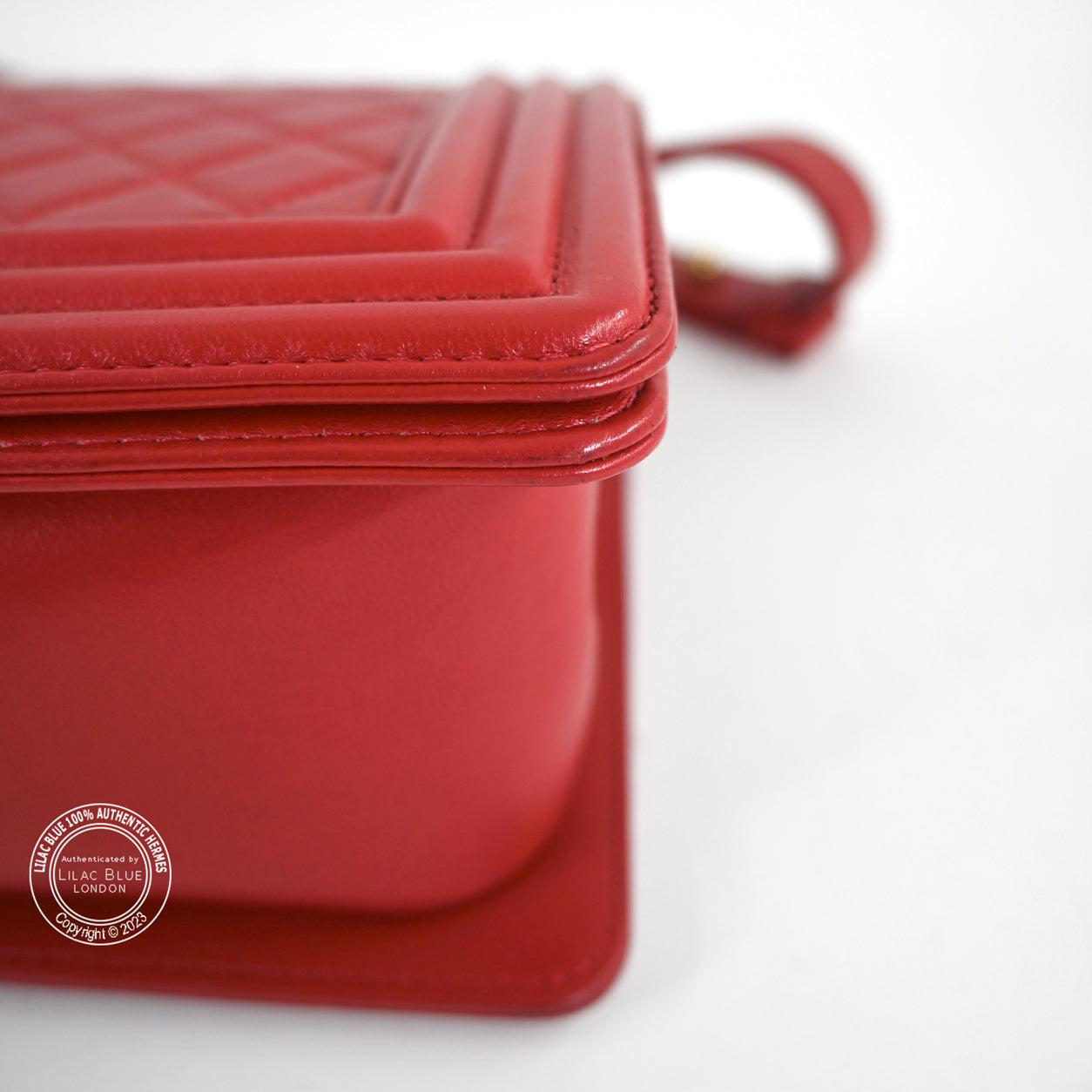 Chanel Boy Bag Red Lambskin BGHW -Preloved