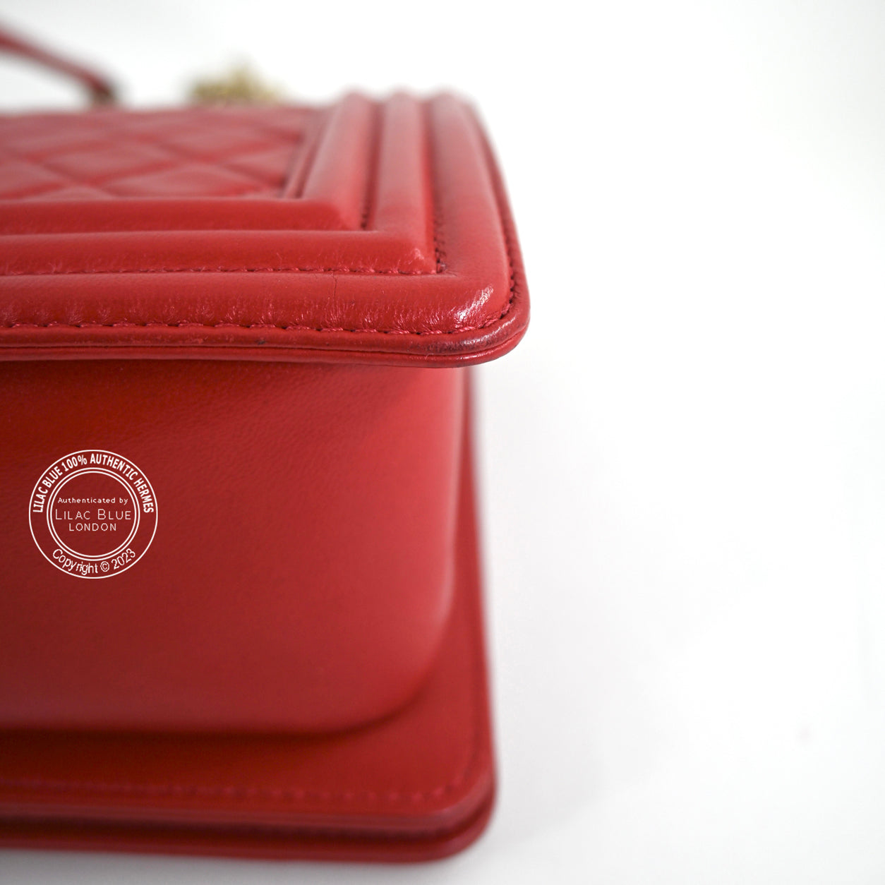Chanel Boy Bag Red Lambskin BGHW -Preloved