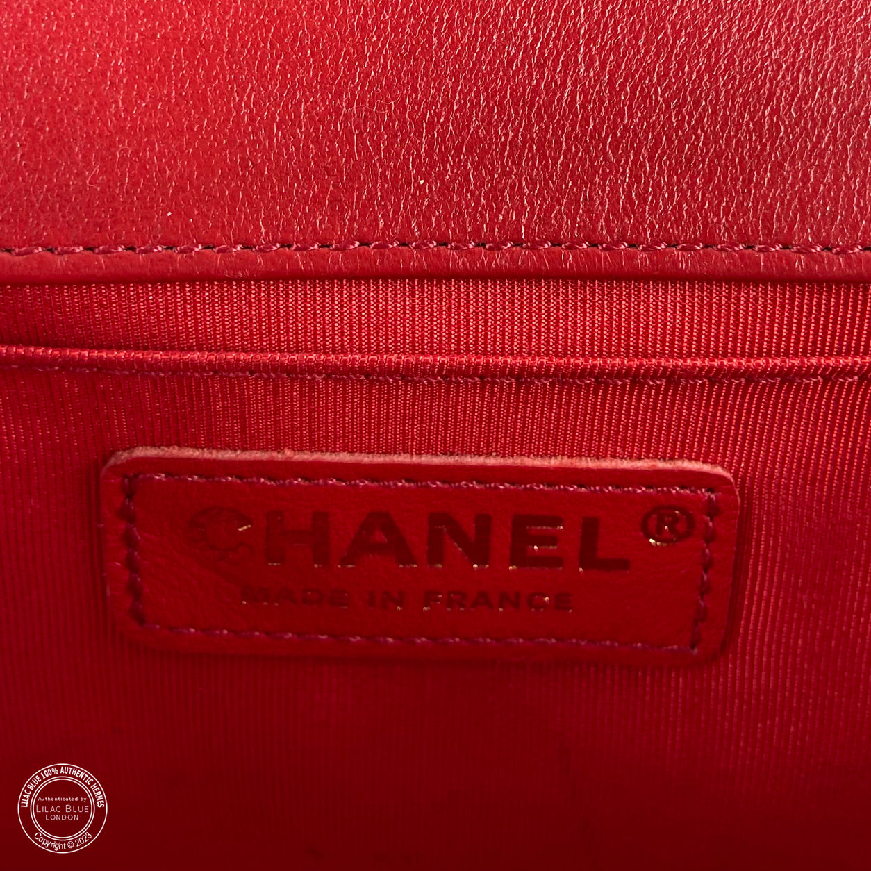 Chanel Boy Bag Red Lambskin BGHW -Preloved