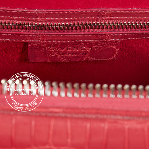 Givenchy Red Antigona Tote. Crocodile, Gold - Preloved
