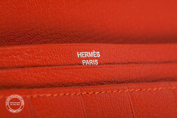 Hermès H Red Wallet. Lizard, Palladium