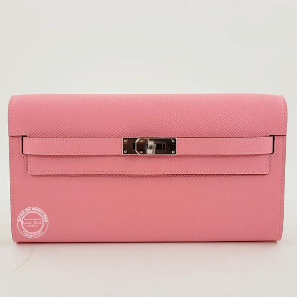 Hermès Kelly Wallet to Go Rose Confetti Epsom PHW