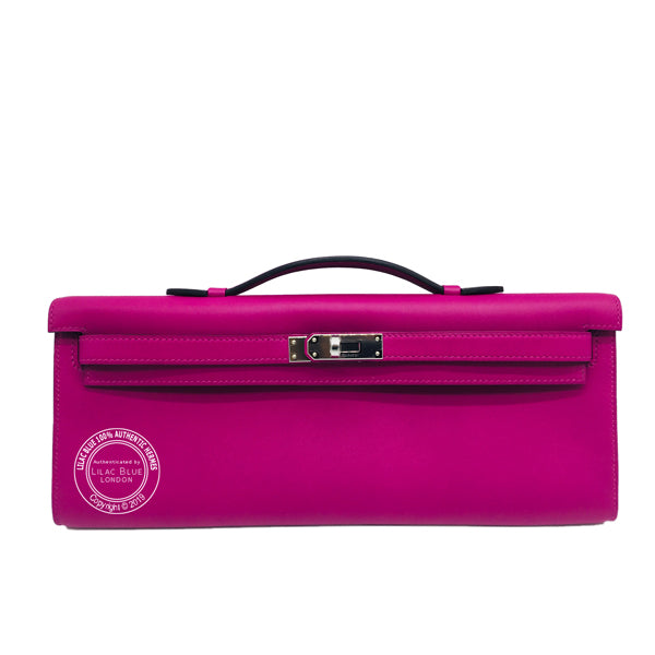 Hermès Kelly 31cm Rose Pourpre Cut Pochette Swift PHW