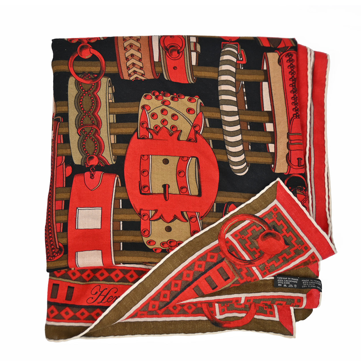 Hermès Shawl Collier de Chien Rouge/Noir - Preloved