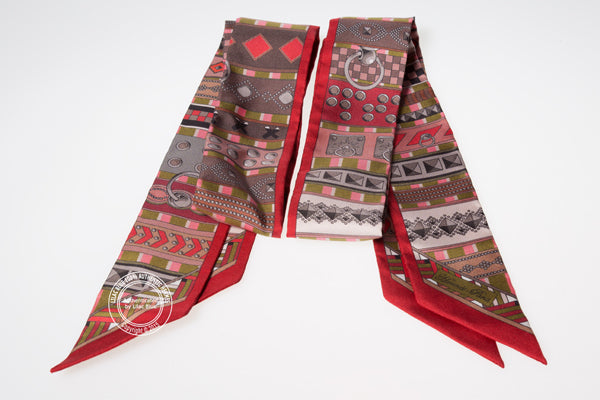 Hermès Twilly Collier de Chien. Framboise, Khaki, Taupe (2 pieces)