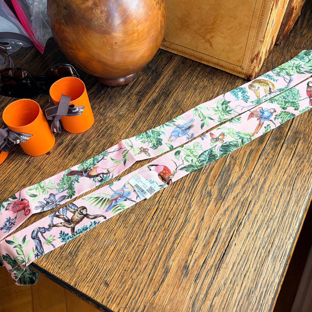 Hermès Twilly Equateur. Rose Nacre/Vert/Gris