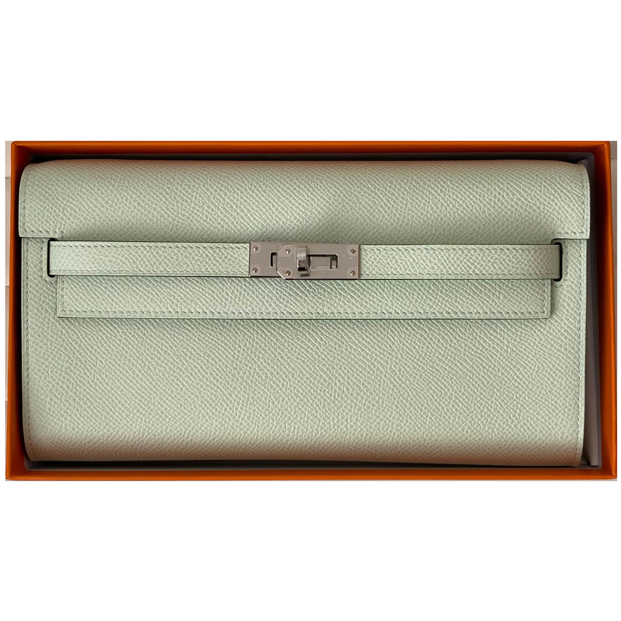 Hermès Kelly Wallet to Go Vert Fizz Epsom PHW
