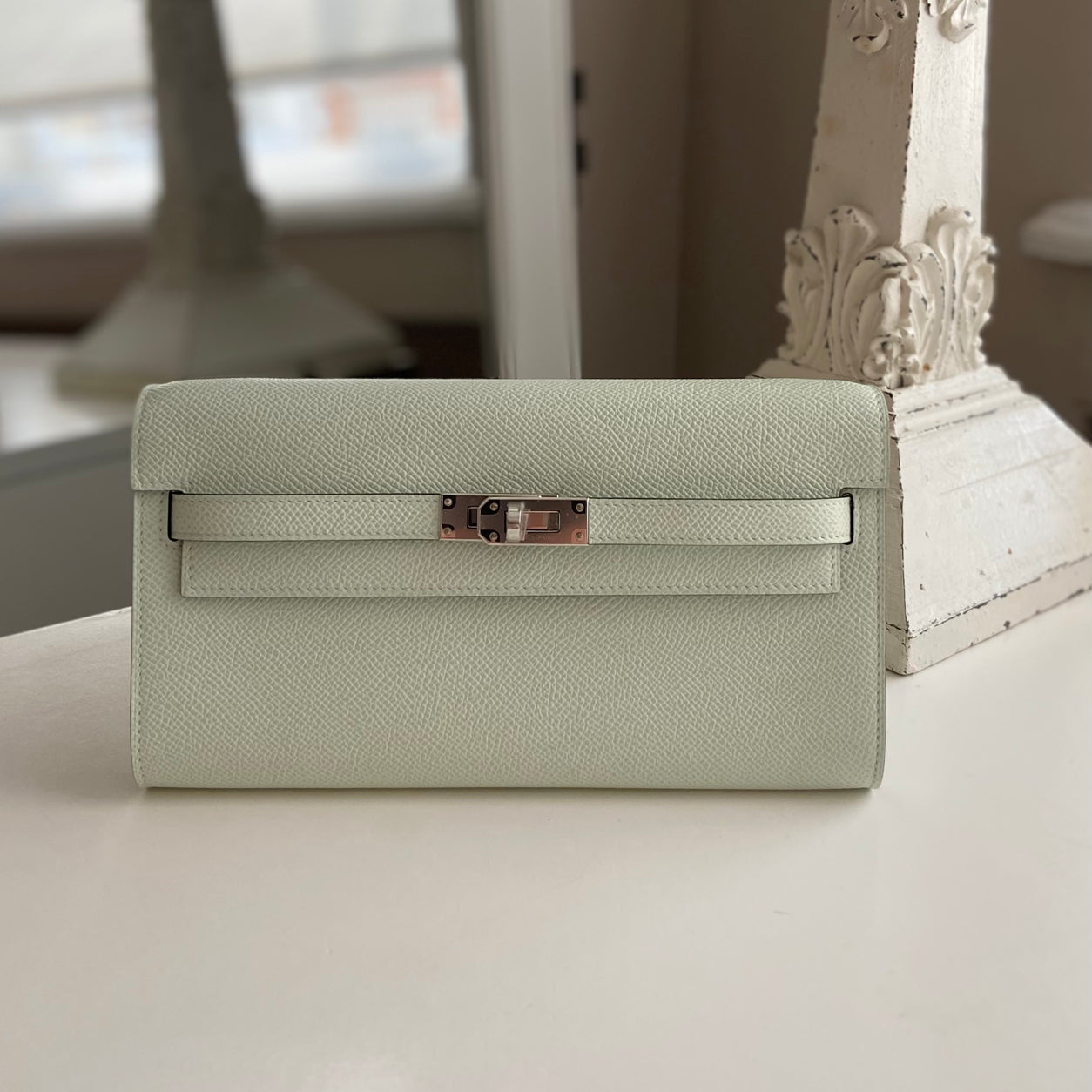 Hermès Kelly Wallet to Go Vert Fizz Epsom PHW