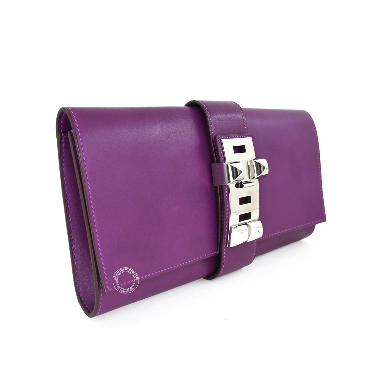 Hermès Medor Clutch Violet Tadelakt PHW - Preloved