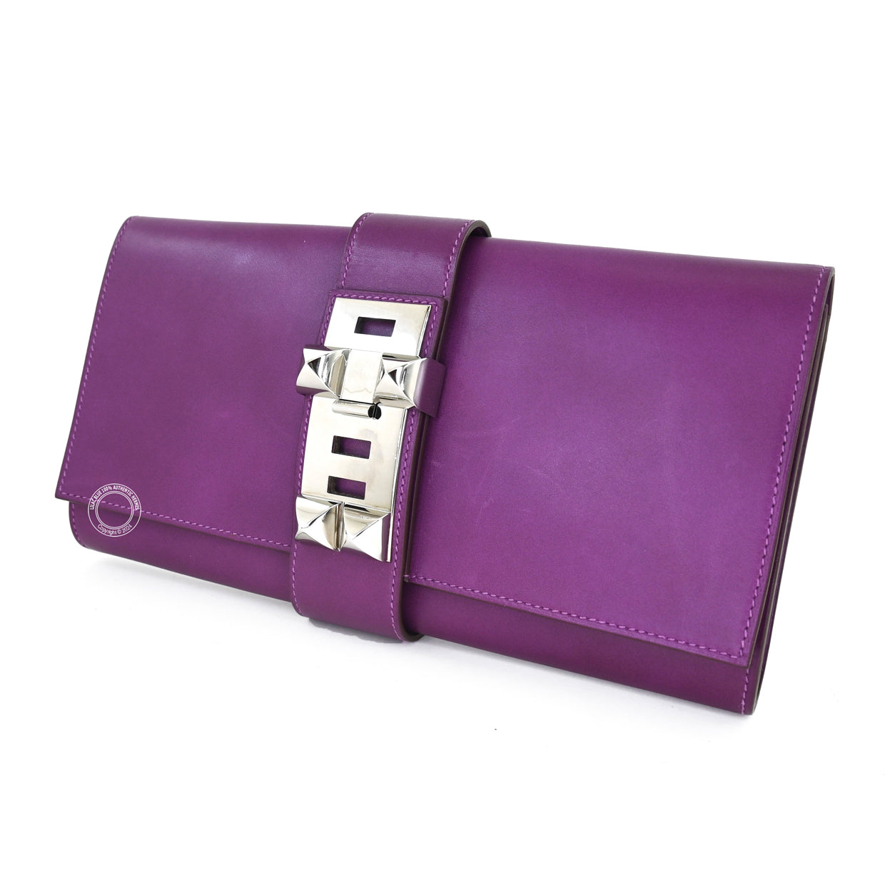 Hermès Medor Clutch Violet Tadelakt PHW - Preloved