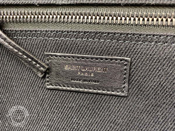 Saint Laurent Rive Gauche Black Tote Linen & Leather