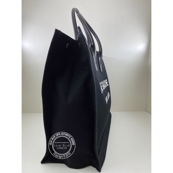 Saint Laurent Rive Gauche Black Tote Linen & Leather