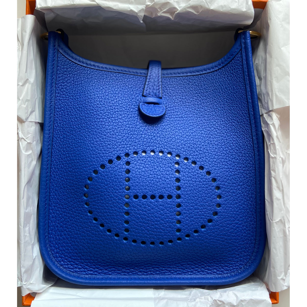 Hermes Evelyne 16cm Bleu Royal Mini Clemence GHW