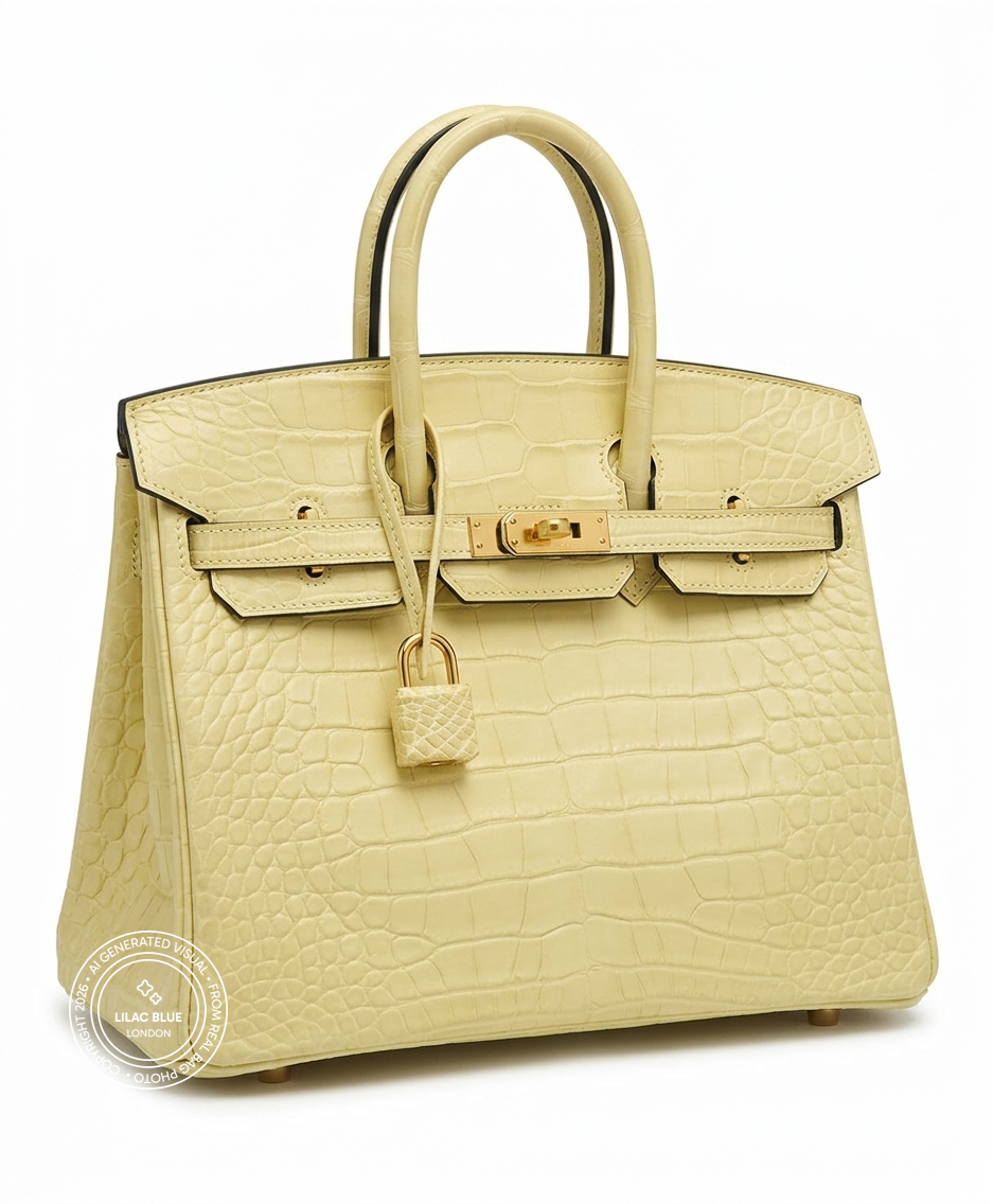 Hermès Birkin 25cm Vanille Matte Croc GHW