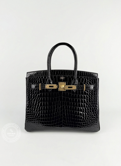 Hermès Birkin 30cm Black Shiny Croc GHW