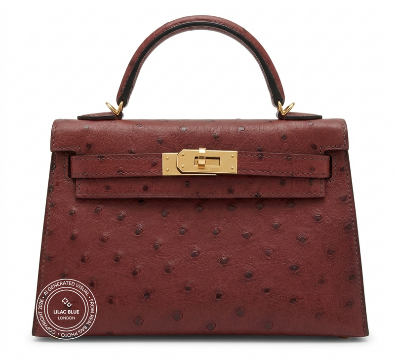 Hermès Kelly 20cm Rouge H Ostrich GHW