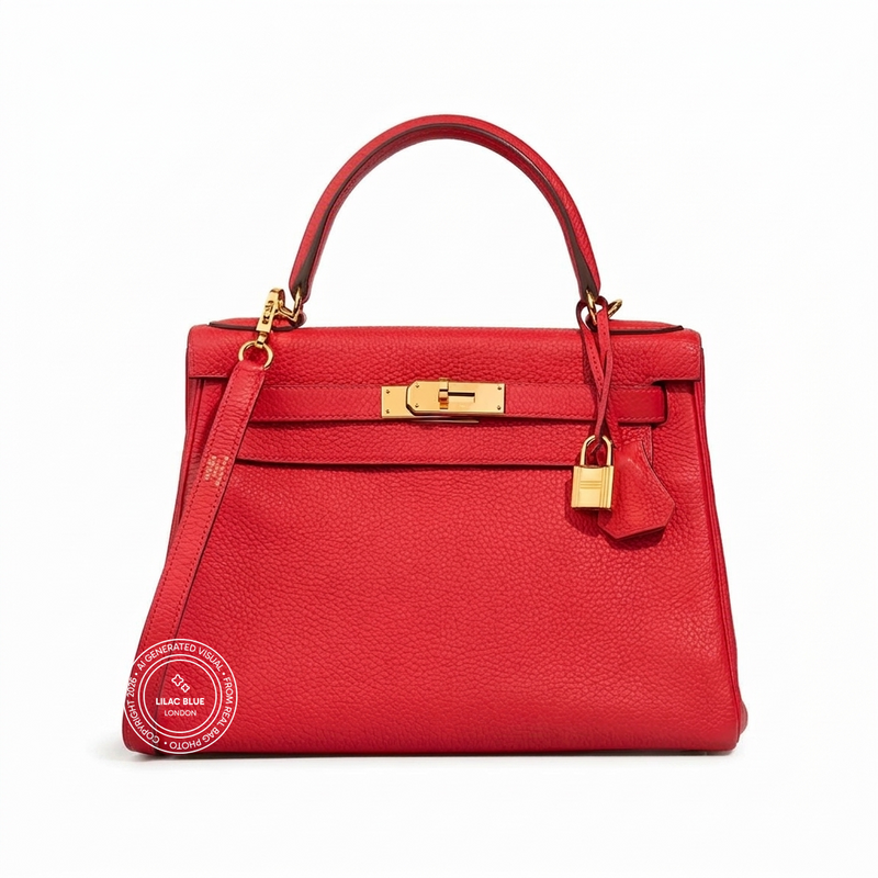 Hermès Kelly 28cm Rouge Tomate Clemence GHW - Preloved