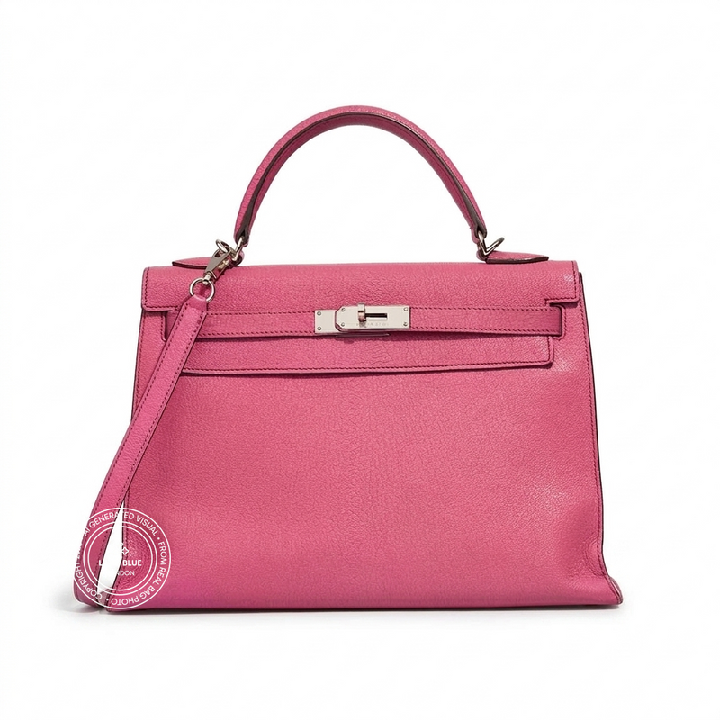 Hermès Kelly 32cm Rose Shocking Chèvre PHW - Preloved