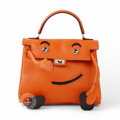 Hermès Kelly 16cm Orange/Ebene Gulliver PHW - Preloved