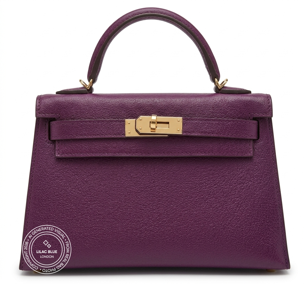 Hermès Kelly 20cm Anemone Chèvre PBHW