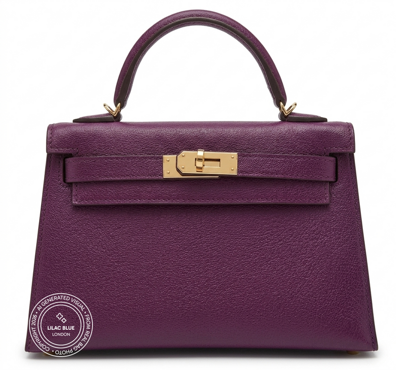 Hermès Kelly 20cm Anemone Chèvre PBHW