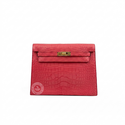 Hermès Kelly Danse 22cm Bougainvillea Matte Croc GHW