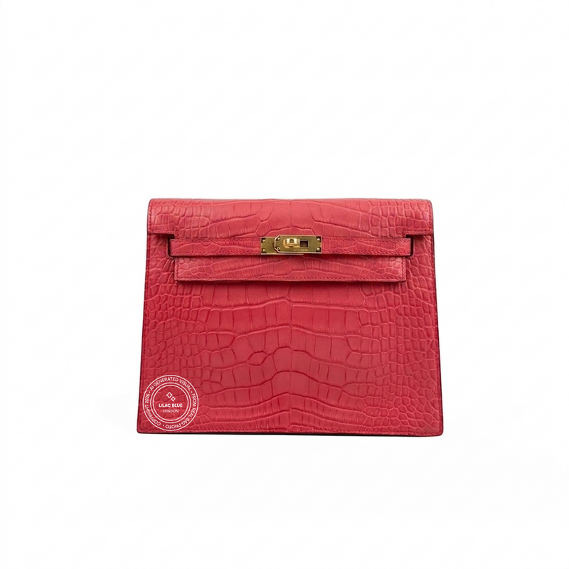 Hermès Kelly Danse 22cm Bougainvillea Matte Croc GHW