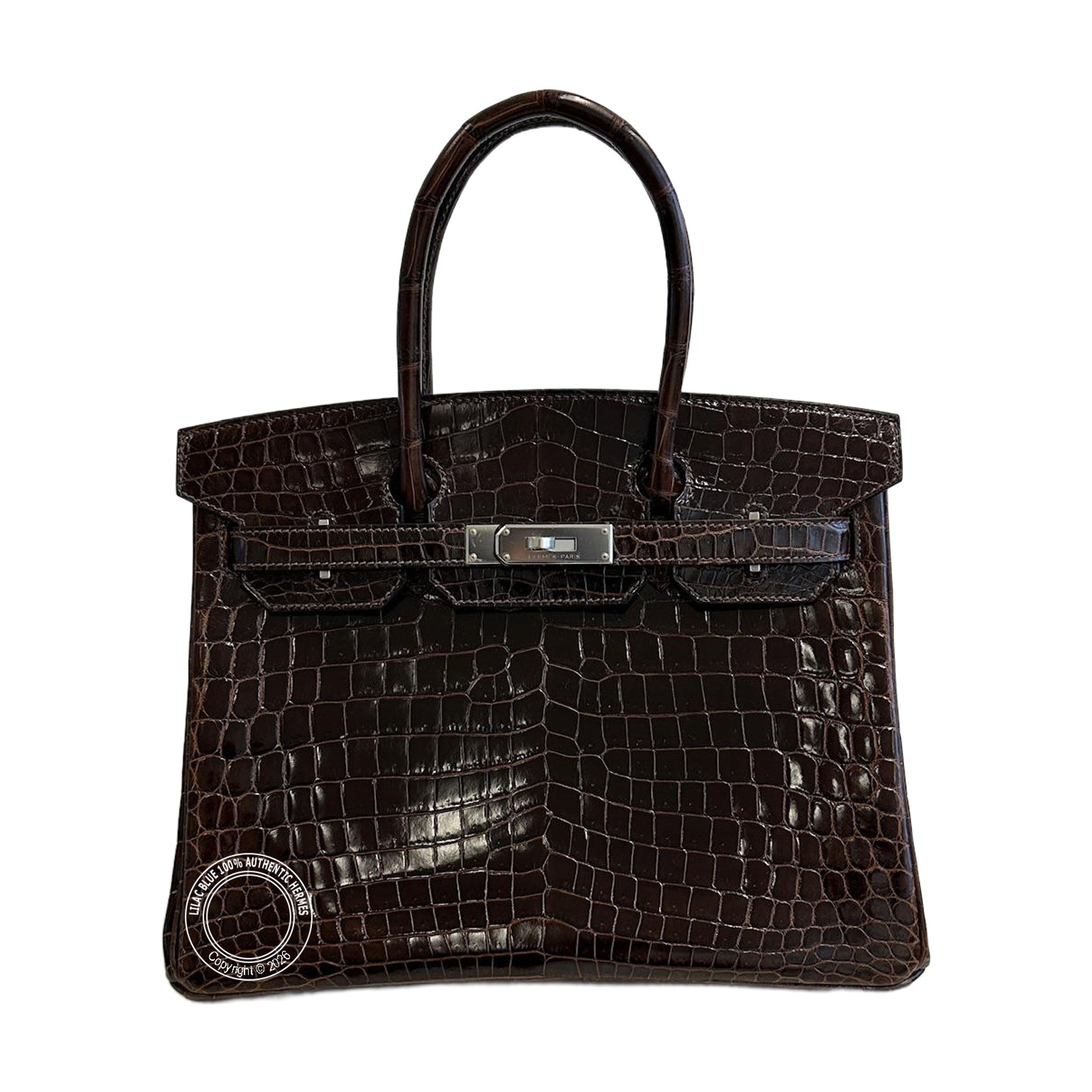 Hermès Birkin 30 Havana Shiny Niloticus Palladium Hardware